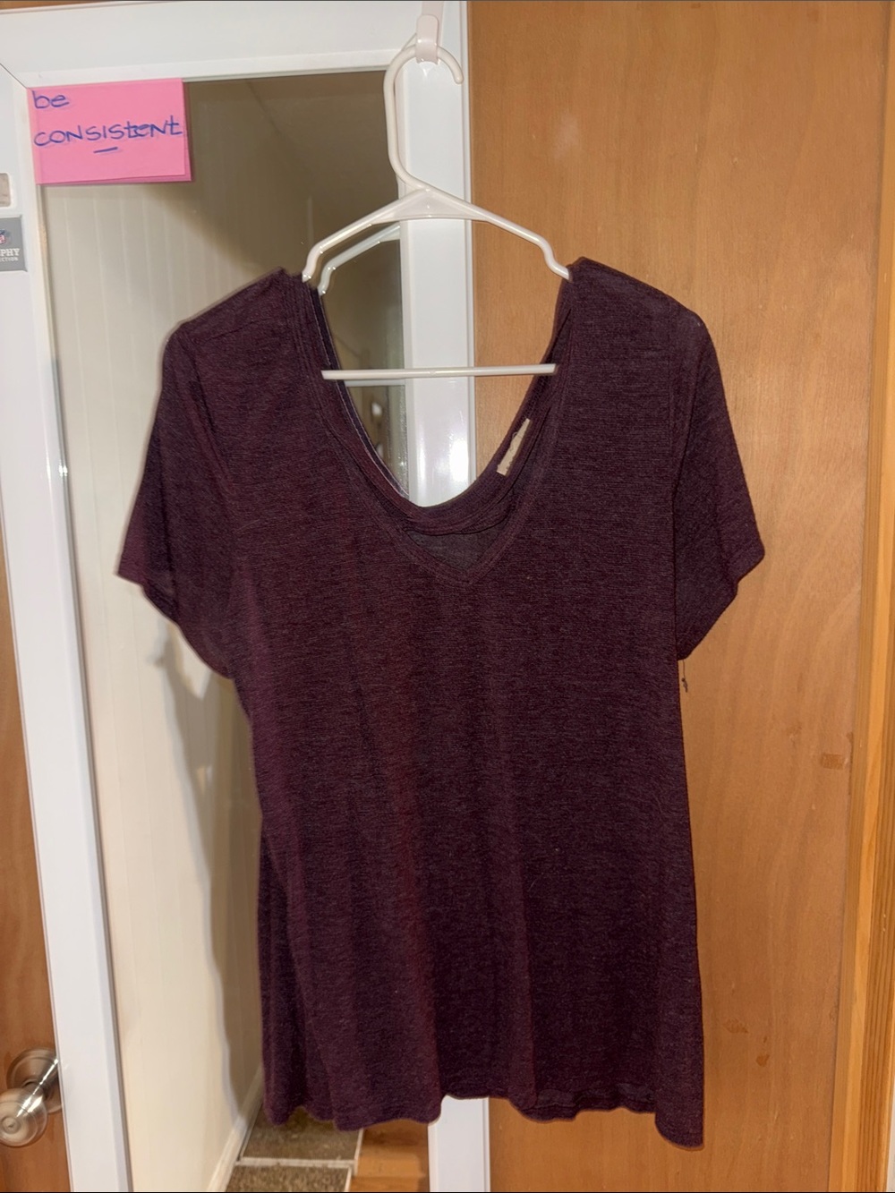 Socialite Plum V-Neck Short Sleeve Tee